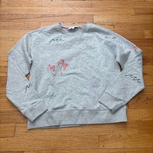 White + Warren Gray Embroidered Sweatshirt Size Small